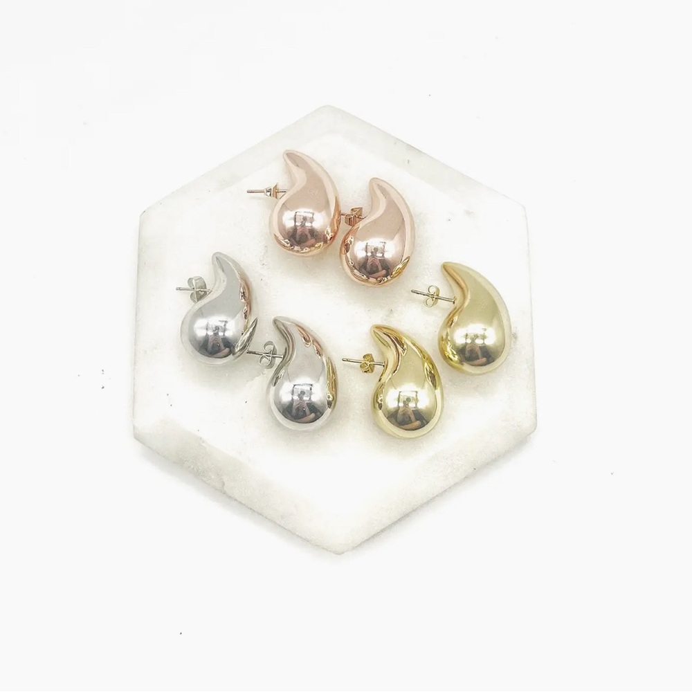 Teardrop Stud Earrings Viral Silver Gold Rose Gold Waterdrop